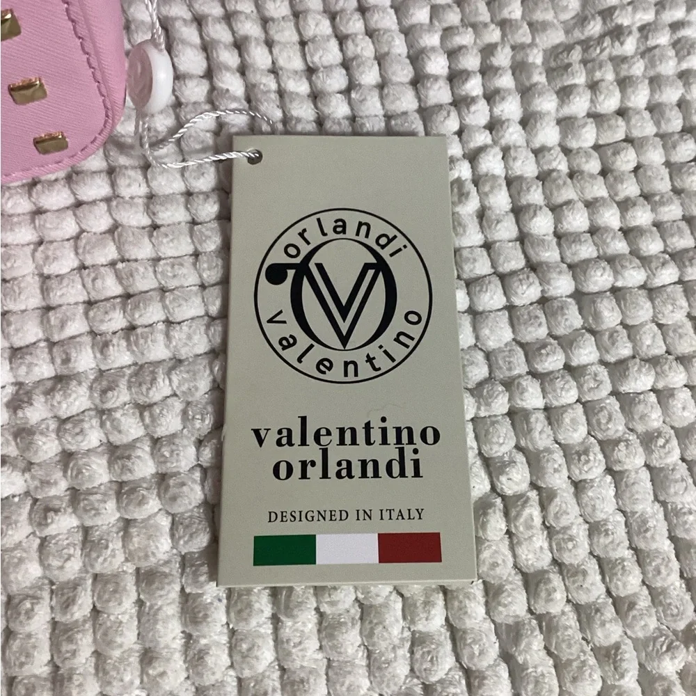 Valentino Orlandi Studded Baby Pink Double Zip Camera Crossbody Bag NEW
